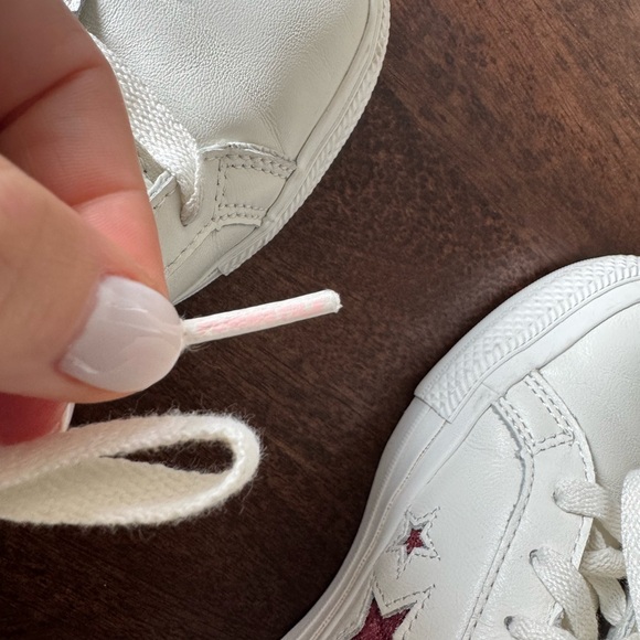 Converse White Sneakers with Pink Star Accents - Picture 12 of 13